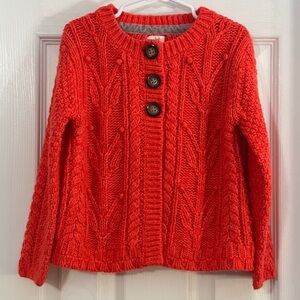 Mini Boden Baby Girl Orange Buttoned Cardigan Long Sleeve